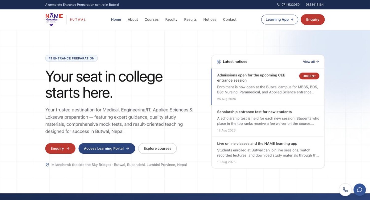 NameButwal — screenshot of the live site