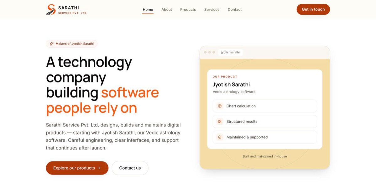 Sarathi Service Pvt. Ltd. — screenshot of the live site